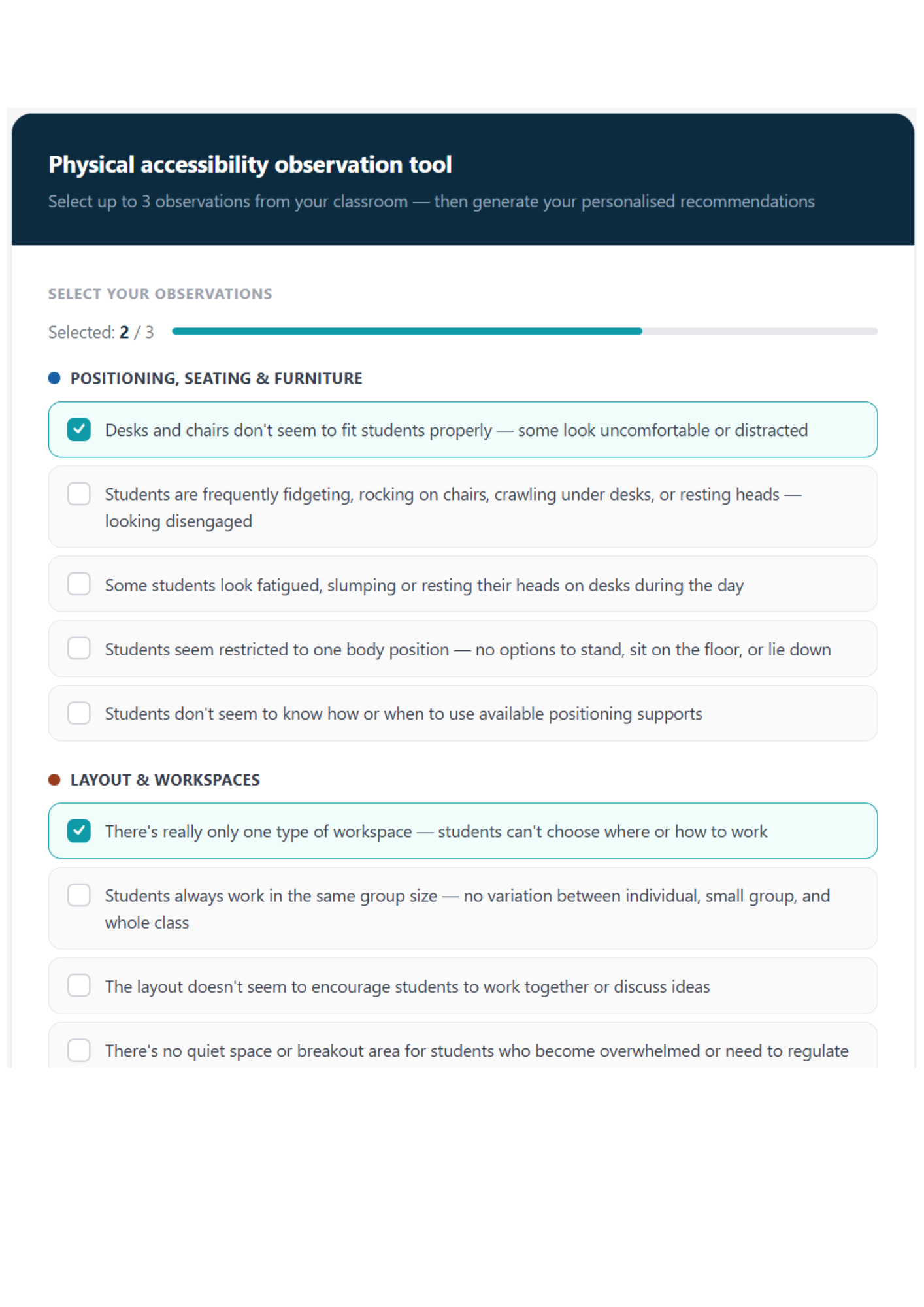 Tool for Classroom Accessibility